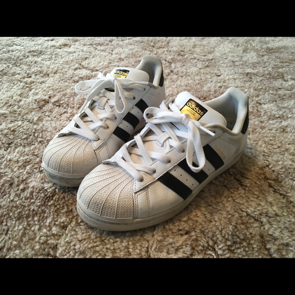 Adidas White with Black Stripe Superstars